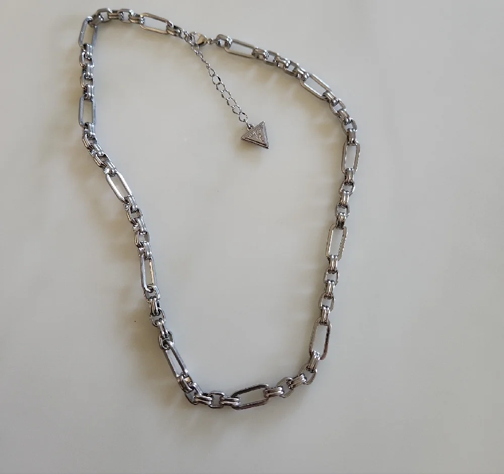 Silver Chain Necklace with Triangle Pendant